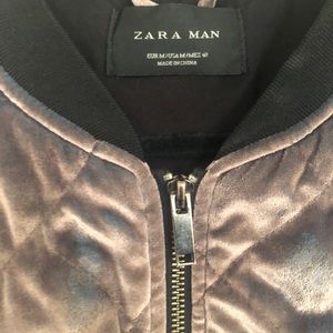 Zara iridescent velour bomber jacket